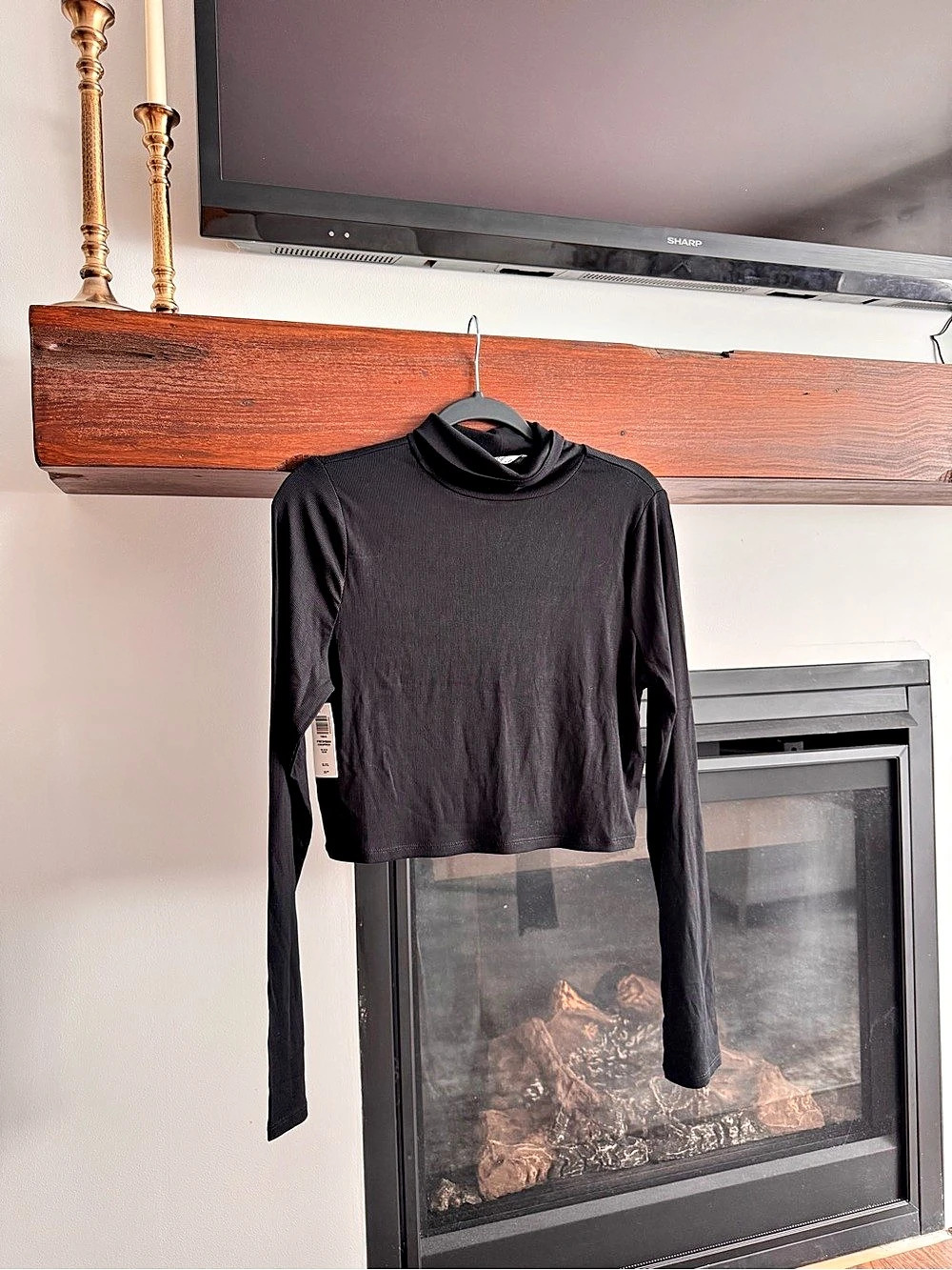 Aritzia FreshaMesh Cropped Mesh Cropped Long Sleeve Top Black XL NWT